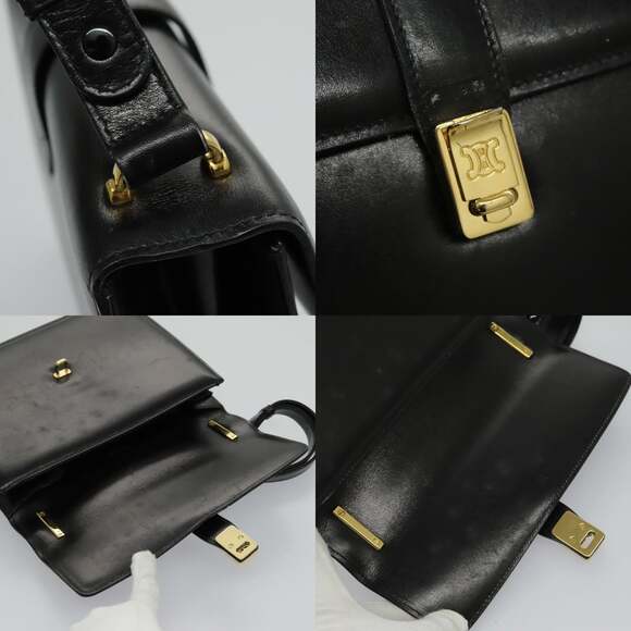 CELINE Shoulder Bag Leather Black Gold - Picture 11 of 13